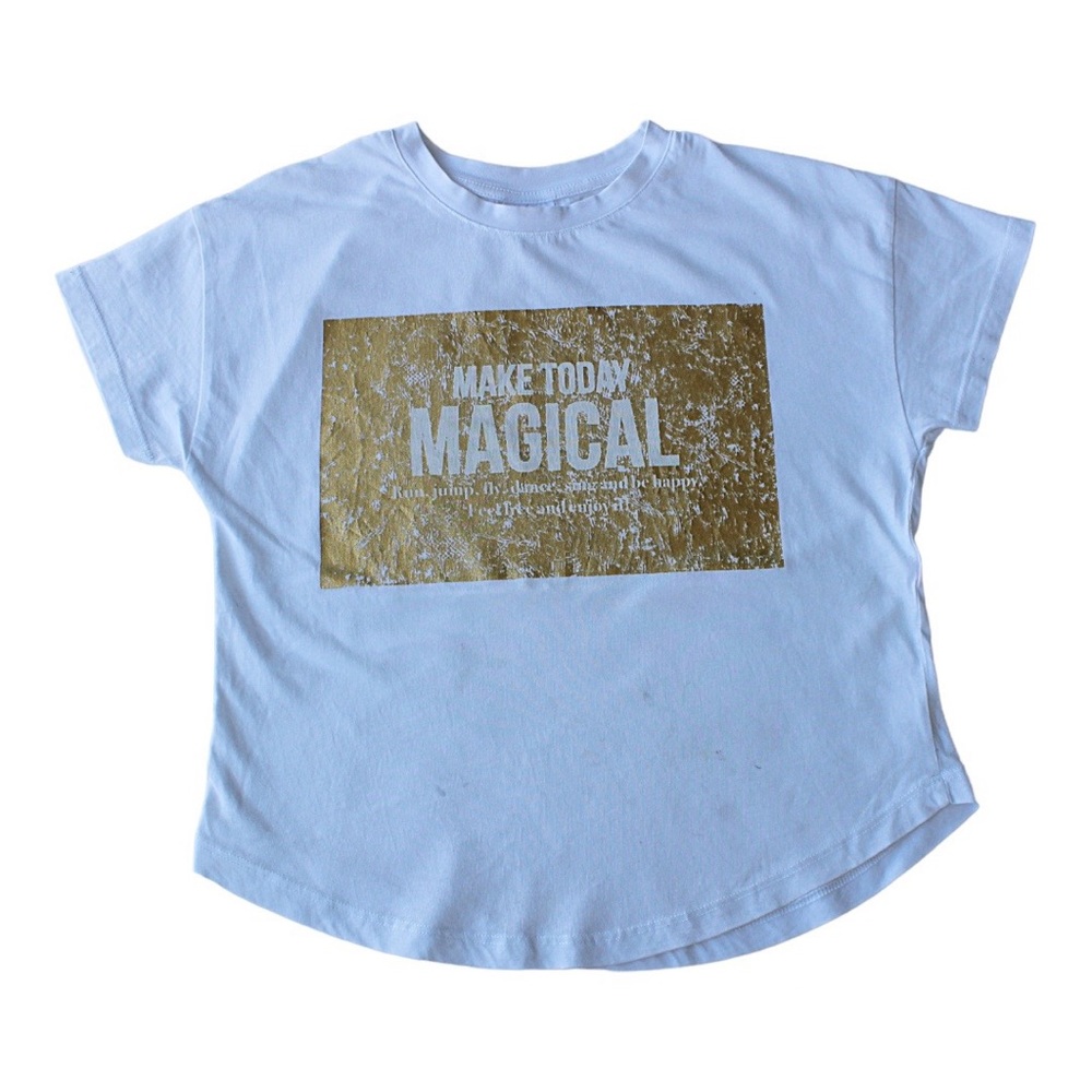 Zara Metallic Print Tee Size 8 (50.4 inches)